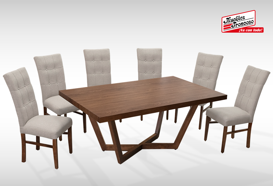 ANTECOMEDOR IVANA CON 6 SILLAS DORIAN MAGIT BEIGE