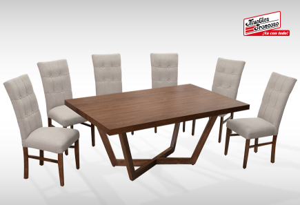 ANTECOMEDOR IVANA CON 6 SILLAS DORIAN MAGIT BEIGE