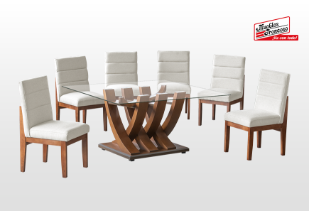 ANTECOMEDOR TAMAYO CON 6 SILLAS MONTANA MONTANA GIRONA IVORY