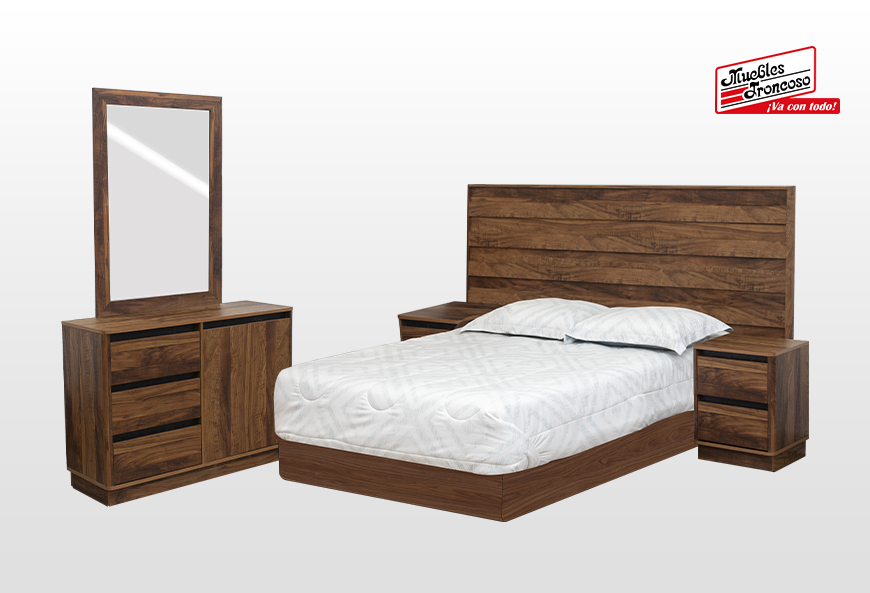 CABECERA, 2 BURÓS Y CÓMODA CON LUNA BRITANIA