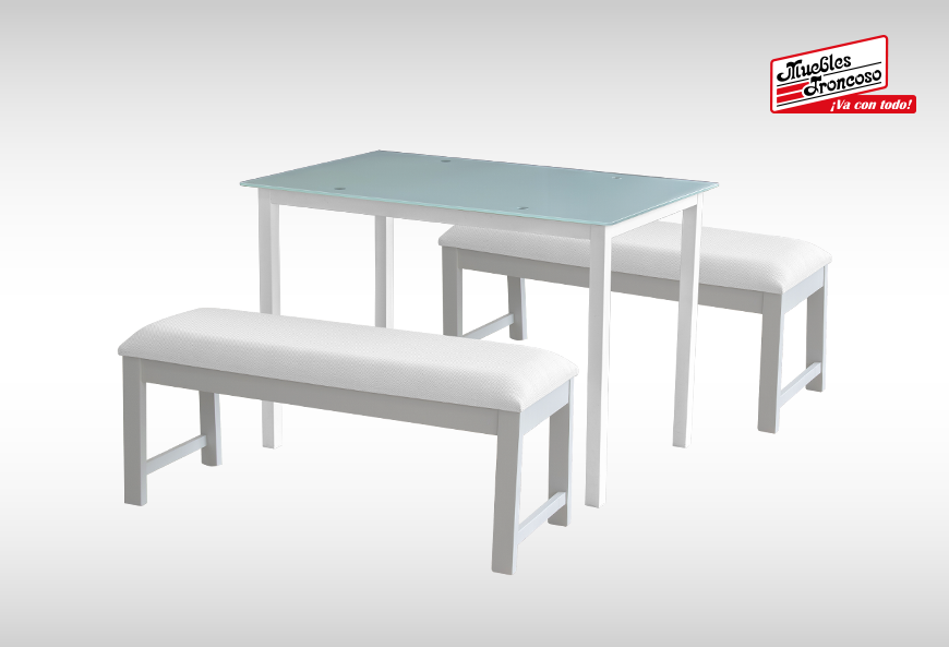 ANTECOMEDOR DT-889 CON 2 BANCAS ARGELIA SILVER PTA PERLA