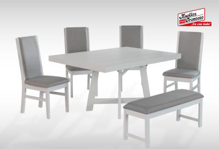 ANTECOMEDOR VIENA CON 4 SILLAS Y BANCA ARGELIA MICHELLE MOUSE PTA/PERLA