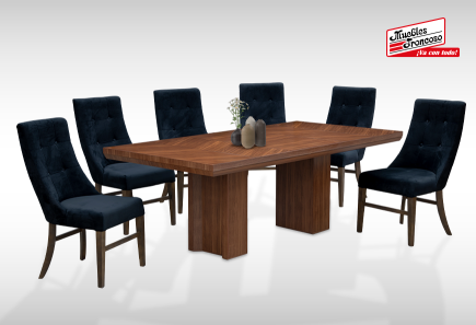 ANTECOMEDOR OSIRIS CON 6 SILLAS ESPARTA VENUS BLACK