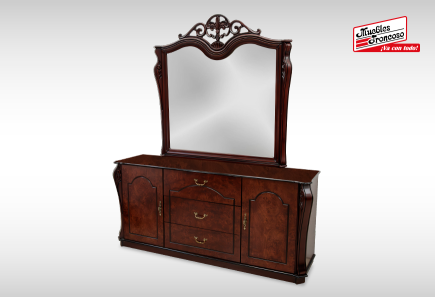 CABECERA, DOS BURÓS Y CÓMODA CON LUNA MOD IMPERIAL