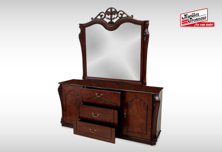 CABECERA, DOS BURÓS Y CÓMODA CON LUNA MOD IMPERIAL