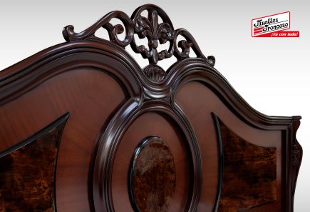 CABECERA, DOS BURÓS Y CÓMODA CON LUNA MOD IMPERIAL