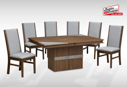 ANTECOMEDOR ARGELIA CON 6 SILLAS ARGELIA MICHELLE MOUSE PTA/NOGAL