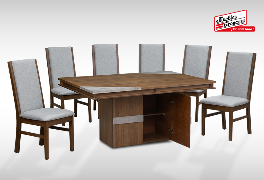 ANTECOMEDOR ARGELIA CON 6 SILLAS ARGELIA MICHELLE MOUSE PTA/NOGAL