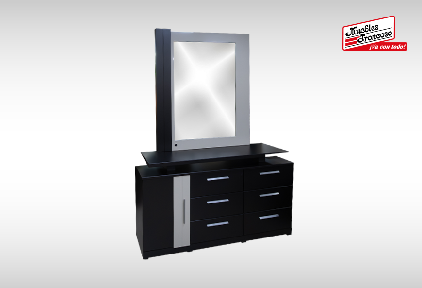 CABECERA, DOS BURÓS Y CÓMODA CON LUNA PRAGA CHOCOLATE