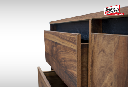 CABECERA, DOS BURÓS Y CÓMODA CON LUNA BRITANIA