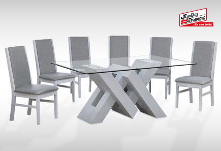 ANTECOMEDOR ELIANA CON 6 SILLAS ARGELIA MICHELLE MOUSE PTA/PERLA