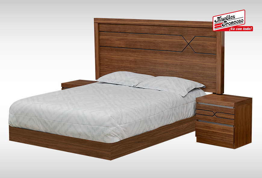 CABECERA, DOS BURÓS Y CÓMODA CON LUNA NICOLE WALNUT