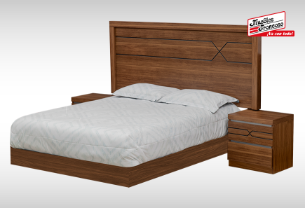 CABECERA, DOS BURÓS Y CÓMODA CON LUNA NICOLE WALNUT