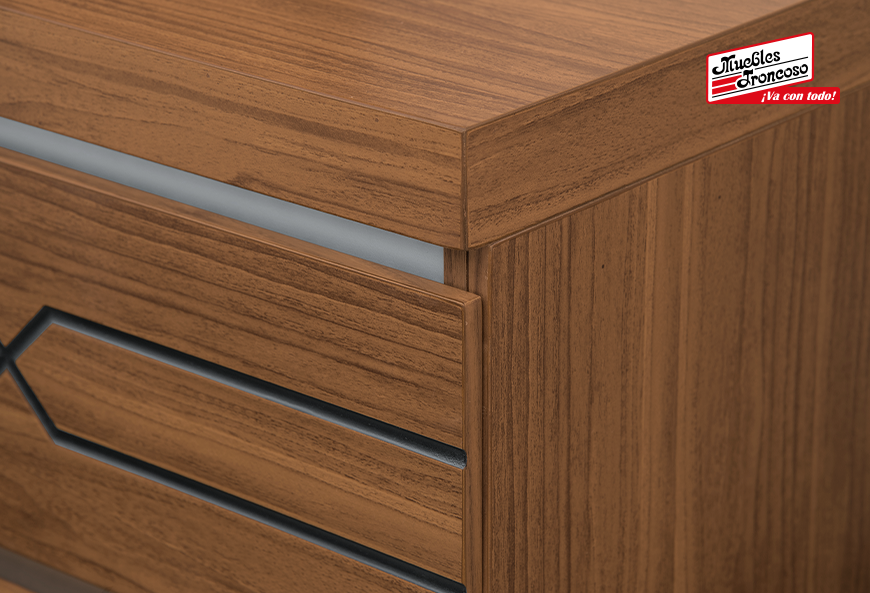 CABECERA, DOS BURÓS Y CÓMODA CON LUNA NICOLE WALNUT