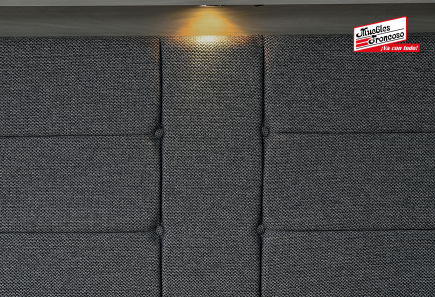 CABECERA, 2 BURÓS Y CÓMODA CON LUNA MÓNACO GRIS