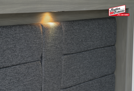 CABECERA, 2 BURÓS Y CÓMODA CON LUNA MÓNACO GRIS