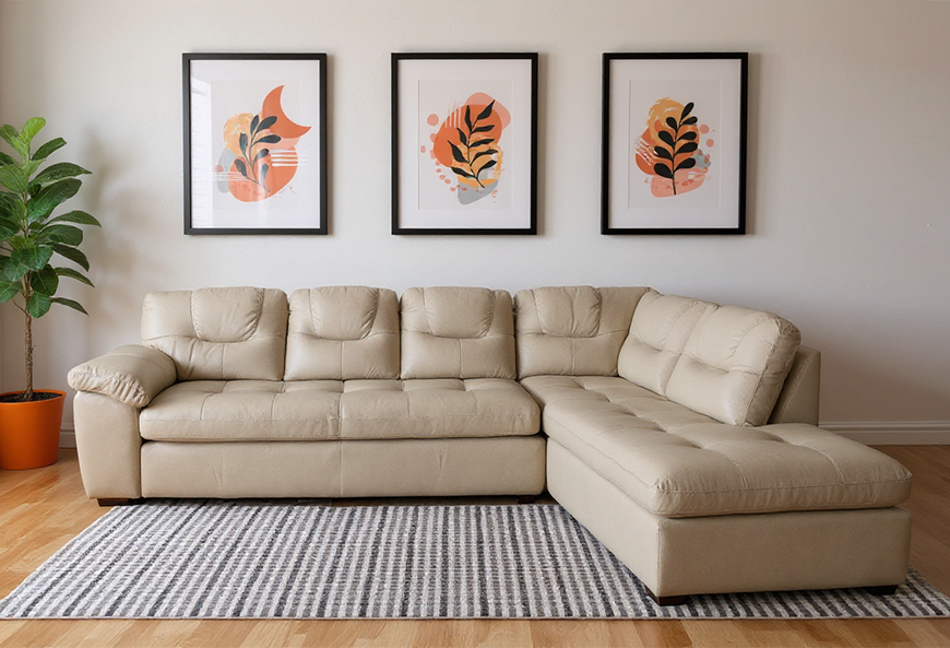 SALA VERONA PIEL MARFIL MODULAR