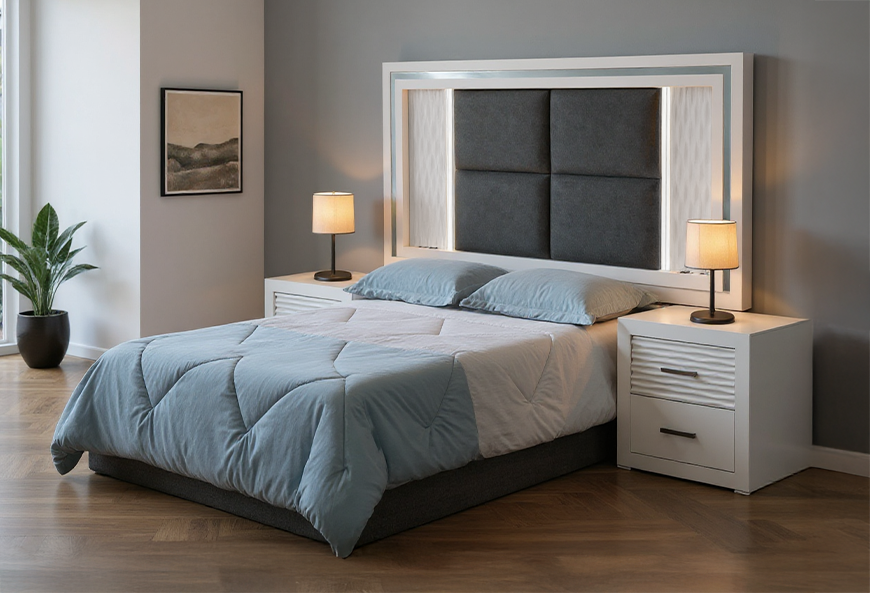 CABECERA Y DOS BURÓS LUSAIL BLANCA