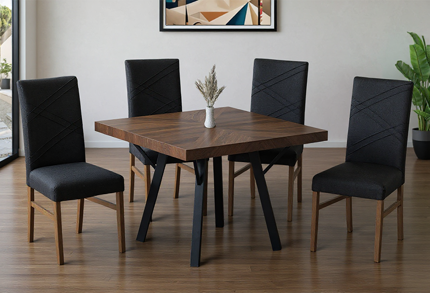 ANTECOMEDOR MALLORY JR  CON 4 SILLAS RUSSEL CHARCOAL