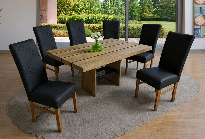 ANTECOMEDOR PEPPER RECTANGULAR CON 6 SILLAS RUSSEL CHARCOAL