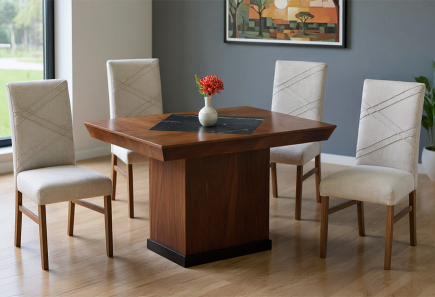 ANTECOMEDOR SALVATORE CON 4 SILLAS RUSSEL ALPHA LATTE