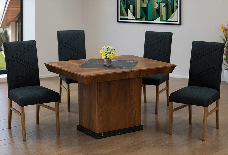 ANTECOMEDOR SALVATORE CON 4 SILLAS RUSSEL CHARCOAL