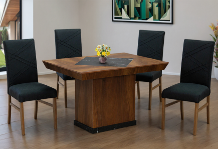 ANTECOMEDOR SALVATORE CON 4 SILLAS RUSSEL CHARCOAL