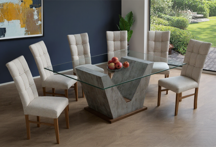 ANTECOMEDOR DAKAR CON 6 SILLAS DORIAN MAGIT BEIGE