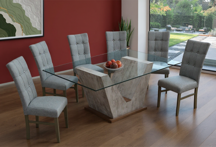 ANTECOMEDOR DAKAR CON 6 SILLAS DORIAN MAGIT PLATA