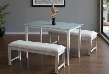 ANTECOMEDOR DT-889 CON 2 BANCAS ARGELIA SILVER PTA PERLA