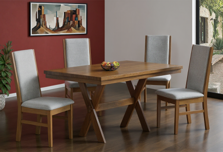 ANTECOMEDOR SILVER NOGAL CON 4 SILLAS ARGELIA MICHELLE MOUSE PTA/NOGAL