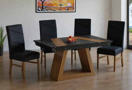 ANTECOMEDOR ALEGRA CON 4 SILLAS ROYALE NEGRO
