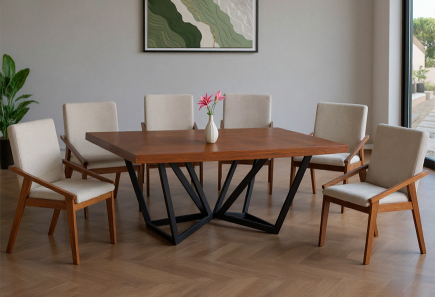 ANTECOMEDOR KALEY CON 6 SILLAS DOMANI ALPHA LATTE