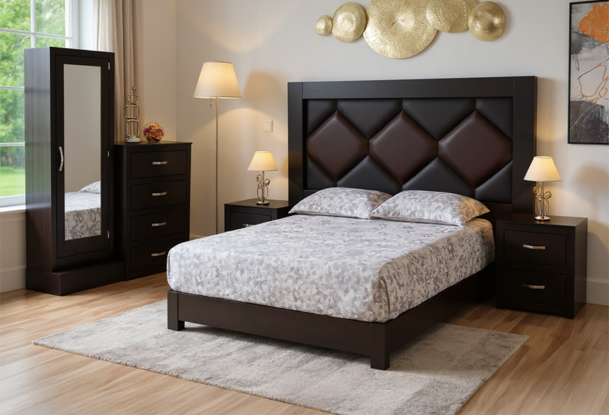 CABECERA, DOS BURÓS Y CÓMODA CON LUNA YAKATY