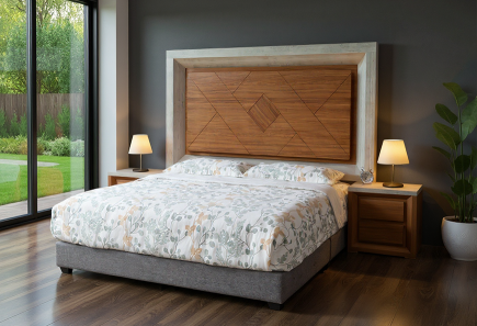 CABECERA Y DOS BURÓS ARABIA II NOGAL CONCRETO