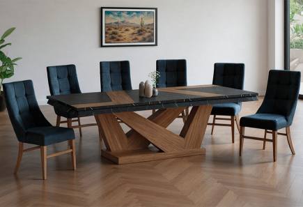 ANTECOMEDOR MOSCU GR CON 6 SILLAS ESPARTA VENUS BLACK