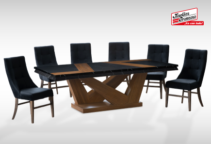 ANTECOMEDOR MOSCU GR CON 6 SILLAS ESPARTA VENUS BLACK