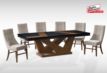 ANTECOMEDOR MOSCU GR CON 6 SILLAS ESPARTA MAGIT BEIGE