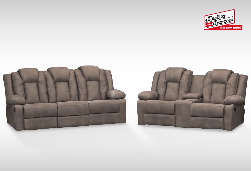 SALA NAIROBI BUFALO NOGAL SOFÁ Y LOVE SEAT