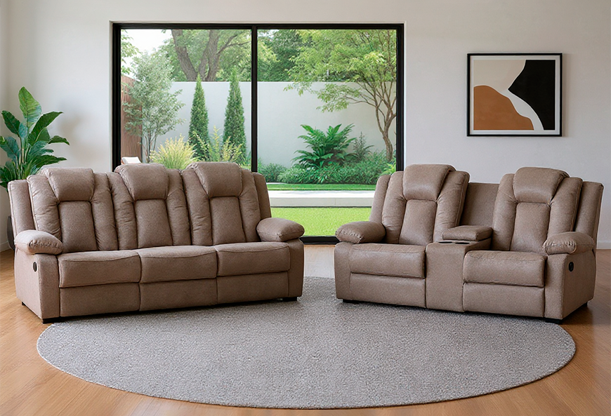 SALA NAIROBI BUFALO NOGAL SOFÁ Y LOVE SEAT