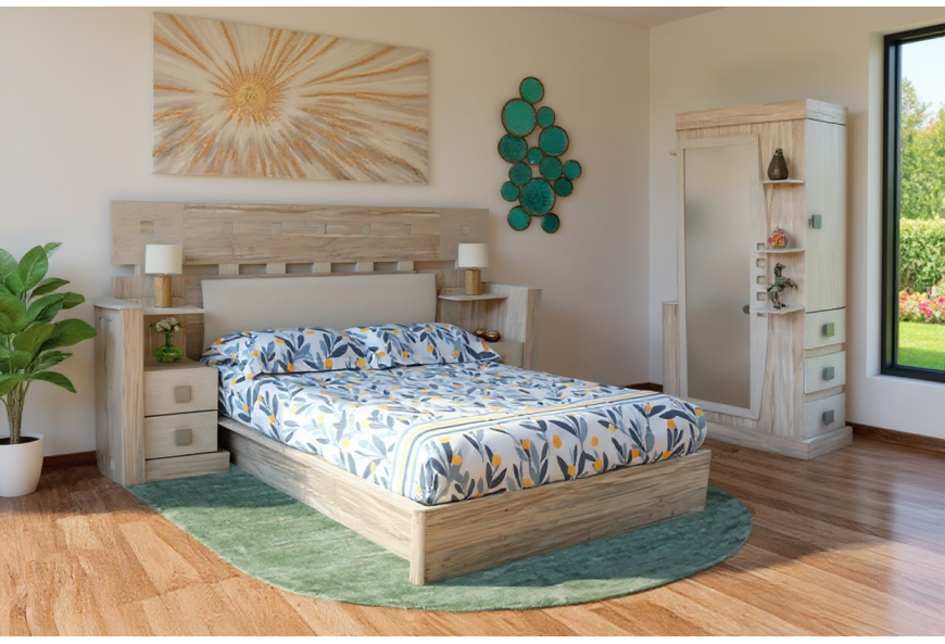 CABECERA, DOS BURÓS Y CÓMODA CON LUNA KENIA AMBROSÍA