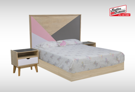 CABECERA, DOS BURÓS Y CÓMODA CON LUNA DOROTHY