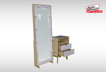 CABECERA, DOS BURÓS Y CÓMODA CON LUNA DOROTHY