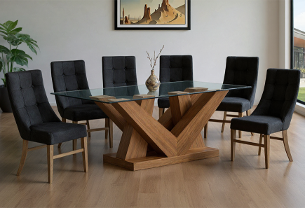 ANTECOMEDOR OLAF CON 6 SILLAS ESPARTA VENUS BLACK