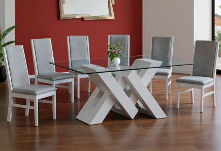 ANTECOMEDOR ELIANA CON 6 SILLAS ARGELIA MICHELLE MOUSE PTA/PERLA