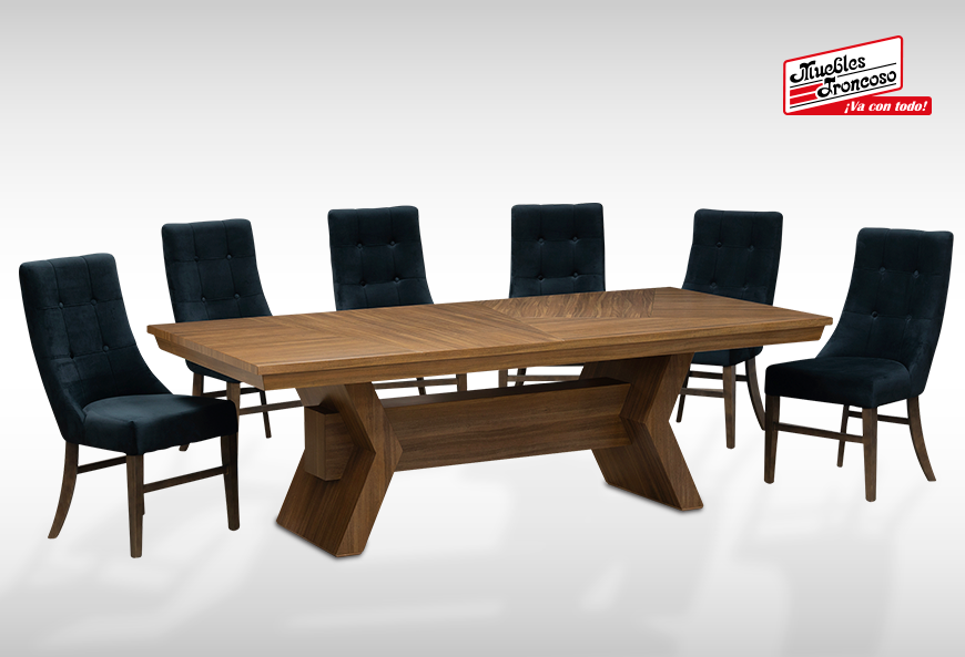 ANTECOMEDOR POLET CON 6 SILLAS ESPARTA VENUS BLACK