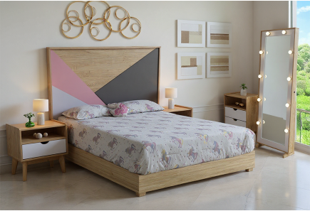 CABECERA, DOS BURÓS Y CÓMODA CON LUNA DOROTHY