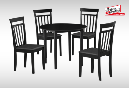 ANTECOMEDOR APRIL REDONDO NEGRO CON 4 SILLAS