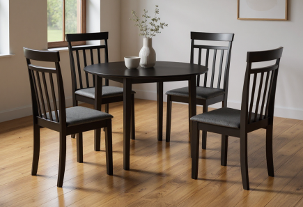 ANTECOMEDOR APRIL REDONDO NEGRO CON 4 SILLAS