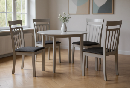 ANTECOMEDOR APRIL REDONDO GRIS CON 4 SILLAS